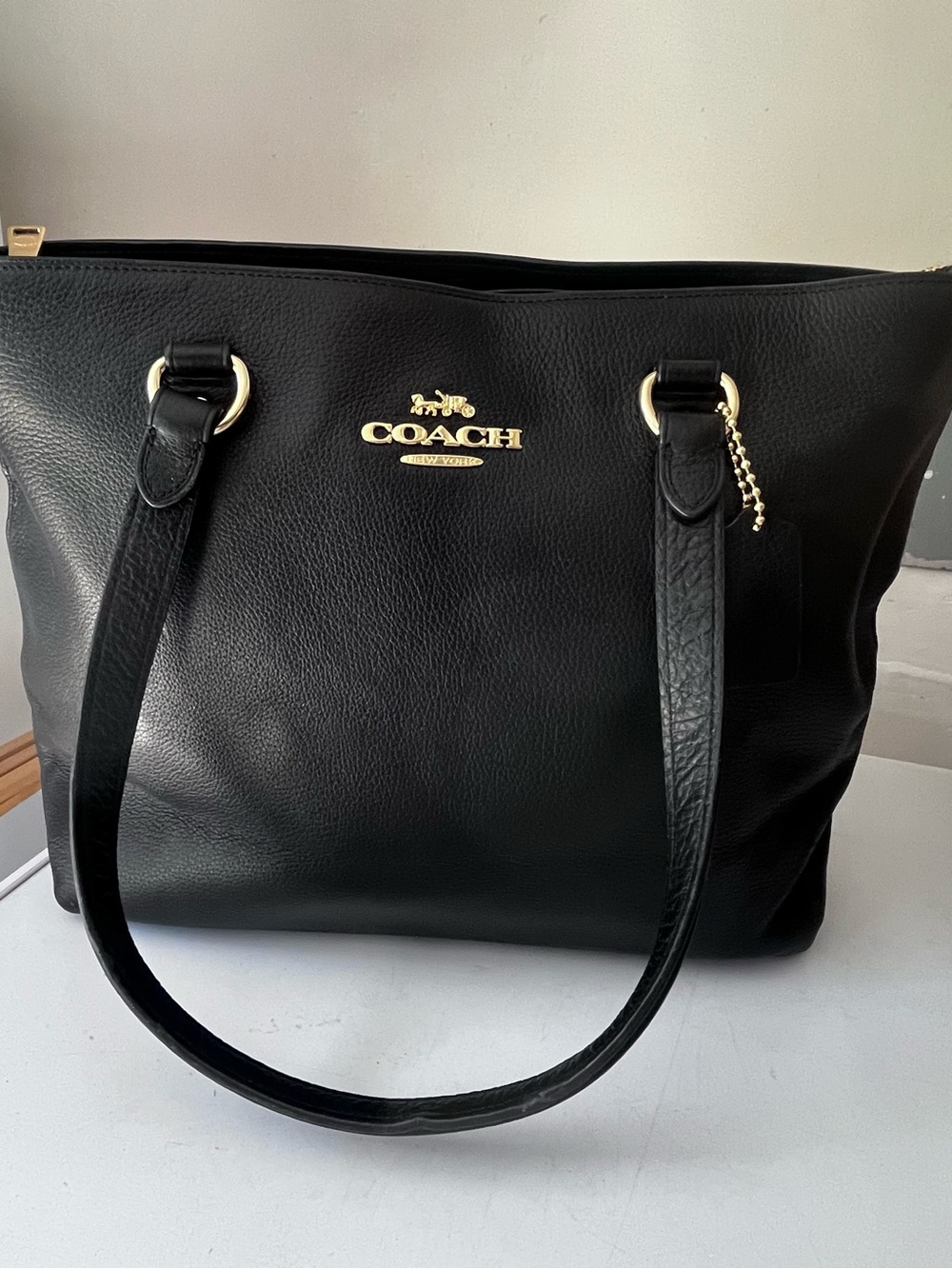 COACH Black Leather Town Tote Bag NWT